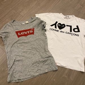 PLAY Comme des Garçons and Levi’s t shirts